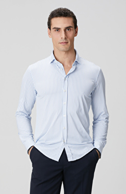 N-Tech Mavi Beyaz Çizgi Desenli Gömlek