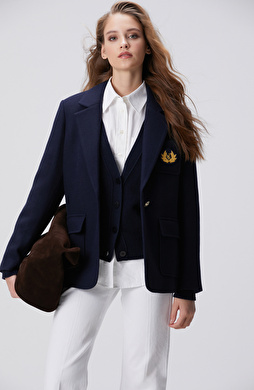 Lacivert Yün Karışımlı Ceket