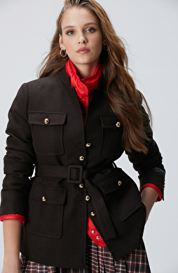 Acı Kahve Yün Karışımlı Ceket