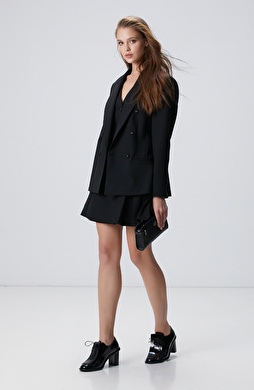 Siyah Yün Karışımlı Etek