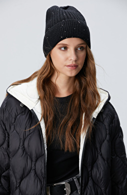 Siyah Kadın Yün Karışımlı Bere