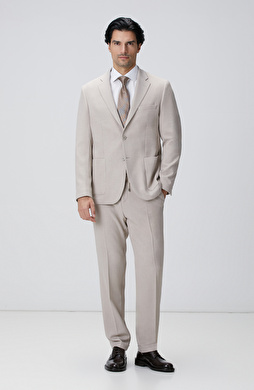 Bej Melanj Armürlü Takım Elbise