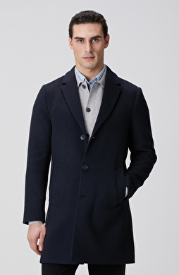 Lacivert Yün Mix Palto