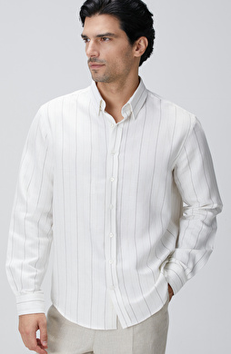 Beyaz Çizgi Desenli Gömlek