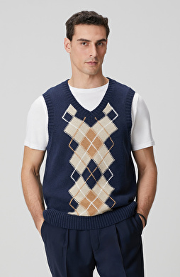 Lacivert Yün Karışımlı Süveter