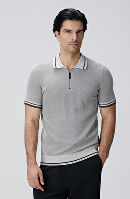 N-Tech Taş Polo Yaka Petek Desenli Triko Kazak