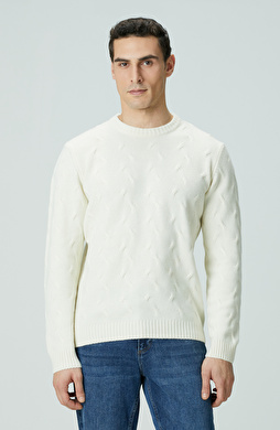 Limited Kırık Beyaz Yün Kaşmir Karışımlı Triko