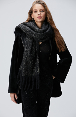 Siyah Lureksli Kadın Atkı Siyah Lureksli Kadın Atkı