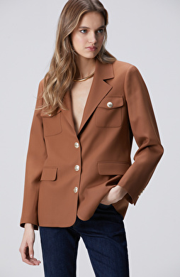 Camel Yün Karışımlı Ceket
