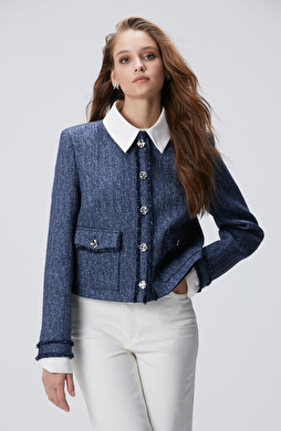 Lacivert Desenli Ceket