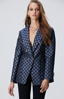 Lacivert Jakar Desenli Ceket Lacivert Jakar Desenli Ceket