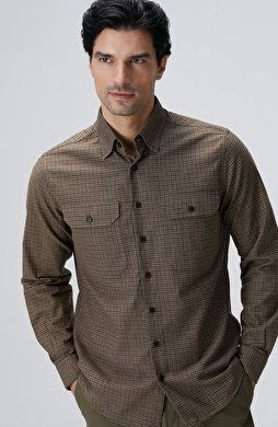 Kahverengi Pötikare Desenli Gömlek Kahverengi Pötikare Desenli Gömlek