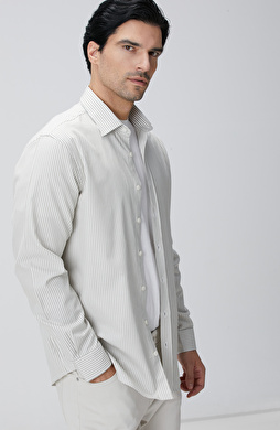 Bej Çizgi Desenli Gömlek Bej Çizgi Desenli Gömlek