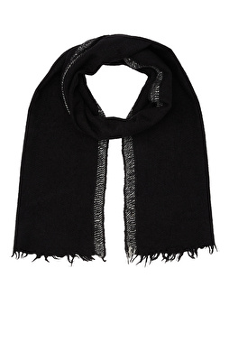 Siyah Yün İpek Karışımlı Unisex Şal