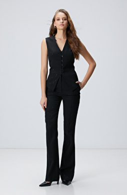 Siyah Çizgili Payetli Pantolon Siyah Çizgili Payetli Pantolon