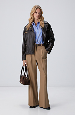 Camel Pileli Yüksek Bel Pantolon Camel Pileli Yüksek Bel Pantolon