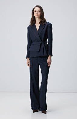 Lacivert Yün Karışımlı Pantolon