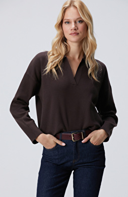 Acı Kahve Polo Yaka Triko Kazak