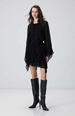 Siyah Desenli Mini Elbise