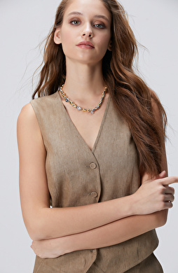 Gümüş Altın Rengi Kolye