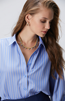 Gold Doğal Taşlı Kadın Kolye