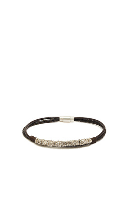 Kahverengi Erkek Deri Karışımlı Bileklik