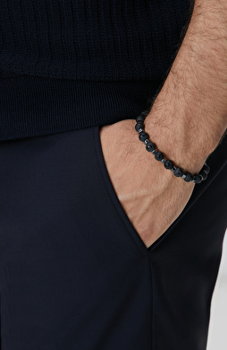 Siyah Doğal Taşlı Erkek Bileklik