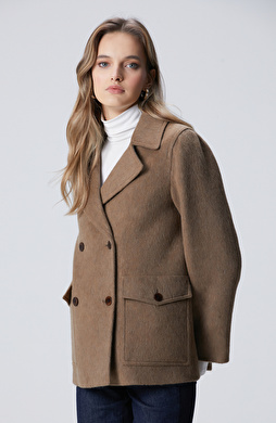 Camel Yün Karışımlı Kaban