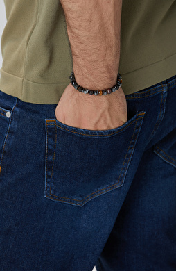 Kahverengi Doğal Taşlı Erkek Bileklik