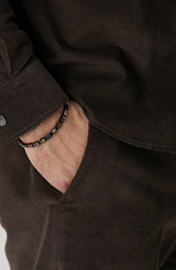 Kahverengi Doğal Taşlı Erkek Bileklik