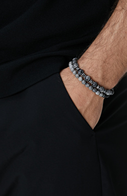 Antrasit Doğal Taşlı Erkek Bileklik