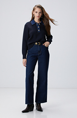 Lacivert Denim Pantolon Lacivert Denim Pantolon