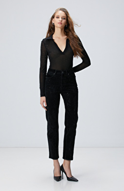 Siyah Kadife Denim Pantolon