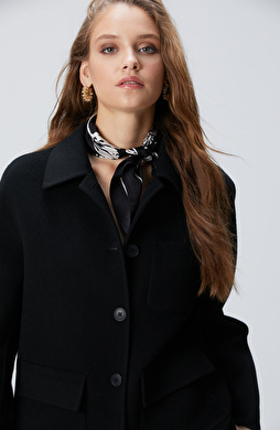 Siyah Kadın Twill İpek Fular