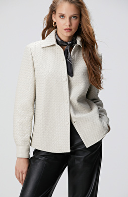 Limited Taş Örgü Desenli Deri Gömlek Limited Taş Örgü Desenli Deri Gömlek