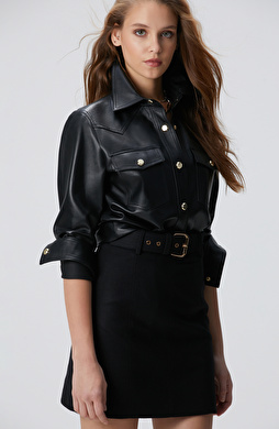 Siyah Deri Gömlek Siyah Deri Gömlek