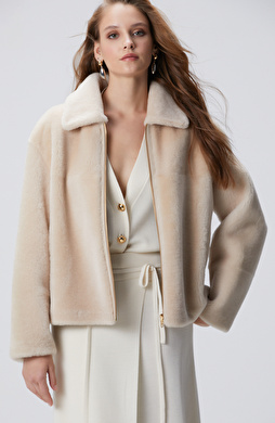 Bej Çift Taraflı Deri Kaban