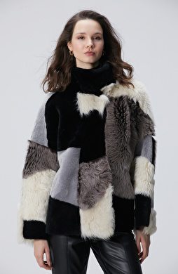 Renk Bloklu Deri Kaban