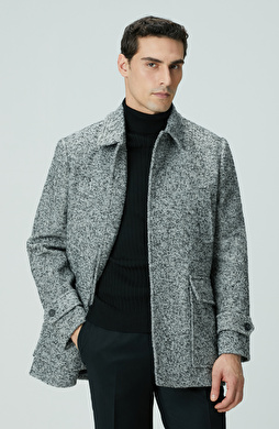 Antrasit Yün Karışımlı Kaban