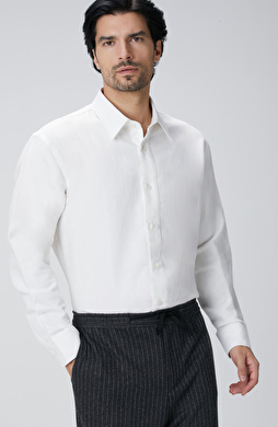 Beyaz Keten Karışımlı Gömlek Beyaz Keten Karışımlı Gömlek