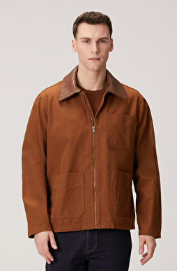 Camel Süet Detaylı Denim Ceket