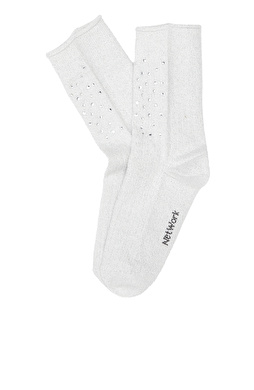 Gri Taş Detaylı Kadın Çorap