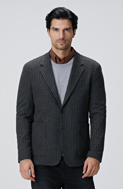 Antrasit Flanel Çizgili Ceket