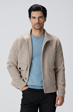 Bej Yün Karışımlı Mont