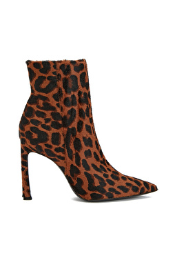 Leopar Desenli Kadın Deri Bot