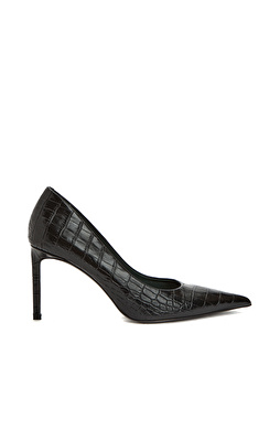 George Hogg for NetWork Siyah Kroko Kadın Deri Ayakkabı
