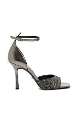 Platin Kadın Deri Sandalet