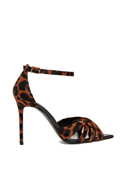 Leopar Desen Kadın Deri Sandalet