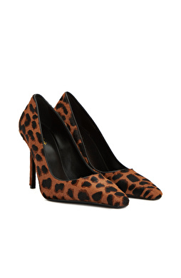 Leopar Desenli Tay Tüyü Topuklu Ayakkabı Leopar Desenli Tay Tüyü Topuklu Ayakkabı
