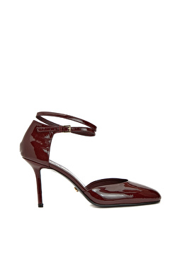 Bordo Kadın Rugan Deri Topuklu Ayakkabı